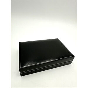 Vintage Saks Fifth Avenue Black Leather Lined Jewelry Box EUC